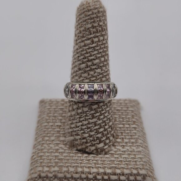 Size 9.25 Sterling Silver Beautiful Cubic Zirconia Gems Band Ring A2693 - Picture 1 of 9